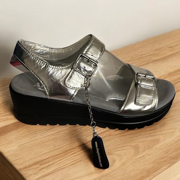 Alegria Morgyn SILVER Mirror Leather Platform Sandals, Women’s Sz 7.5 - Picture 4 of 4